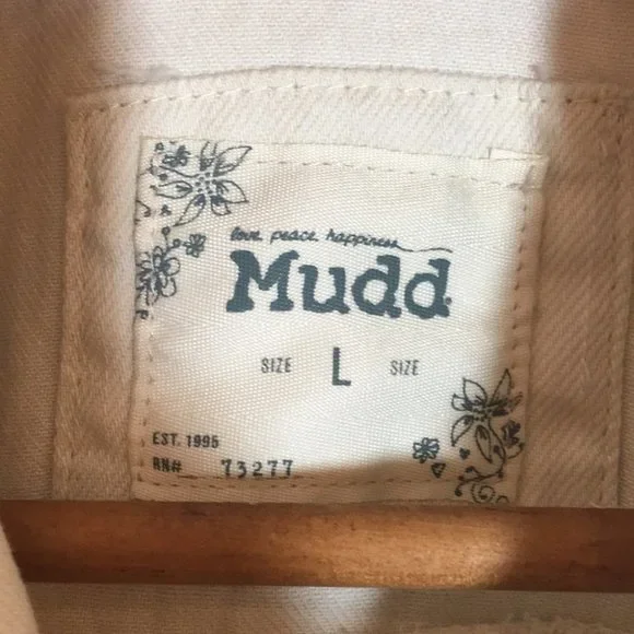 Mudd lacy white denim cowgirl western ripped button down size large like new - Picture 2 of 3